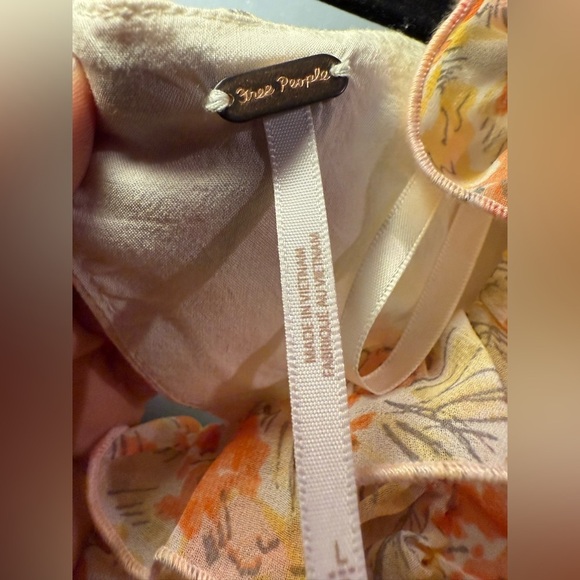 Free People Orange and Yellow Ruched Long Sleeve Blouse - Picture 3 of 4